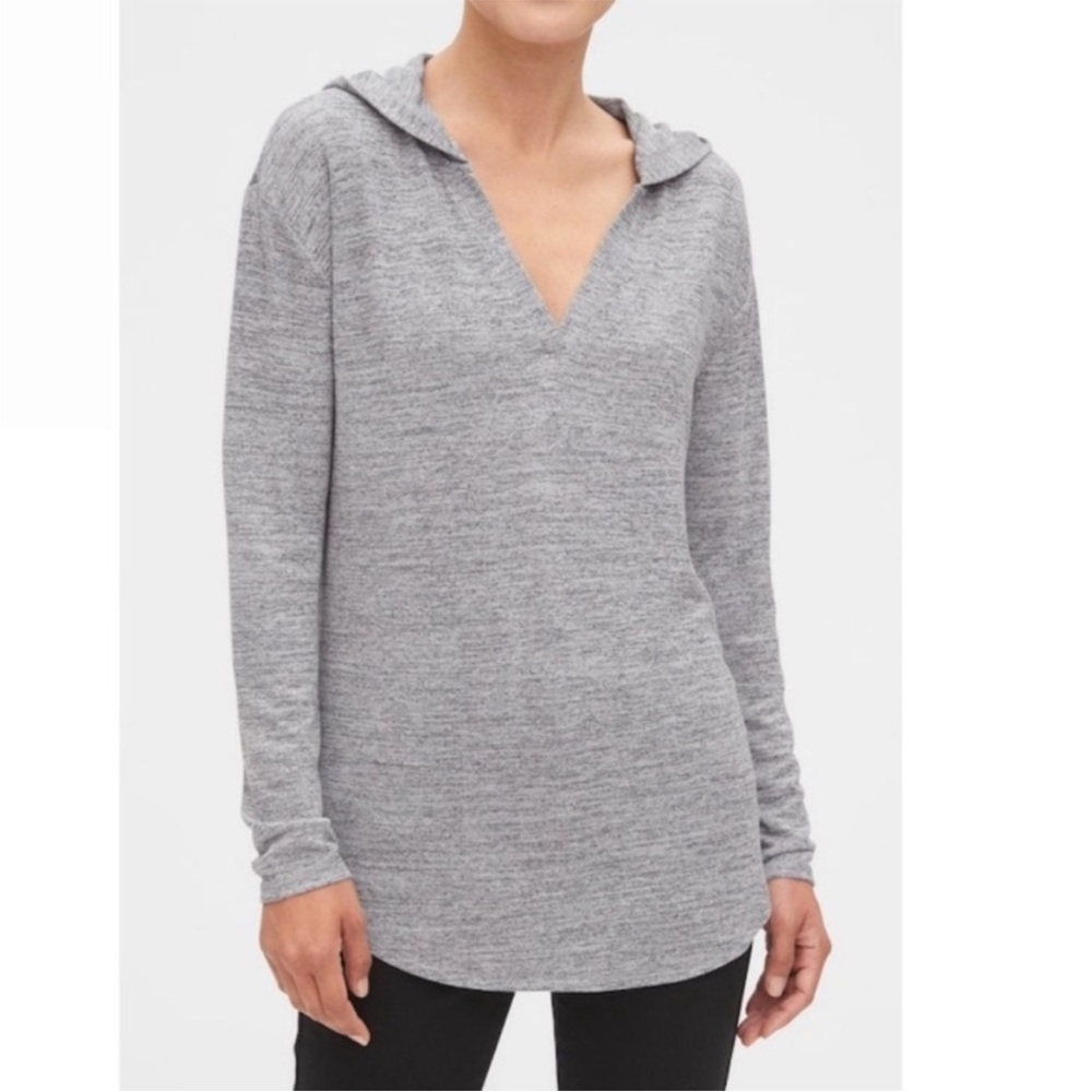 Banana Republic LuxeSpun Hooded Long Sleeve Top in BLACK